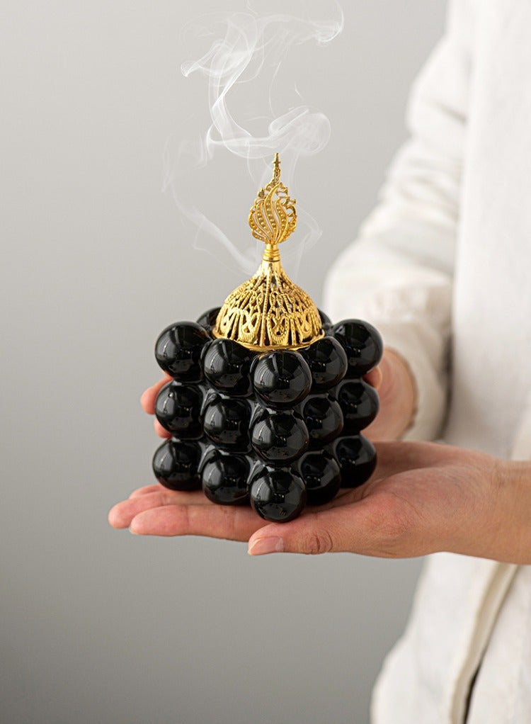 Incense burner holder, home atmosphere decoration, cube style design,Artistic Bukhoor Incense Holders,Black  - Image 3