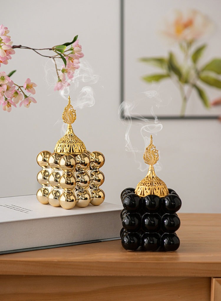 Incense burner holder, home atmosphere decoration, cube style design,Artistic Bukhoor Incense Holders,Black  - Image 2