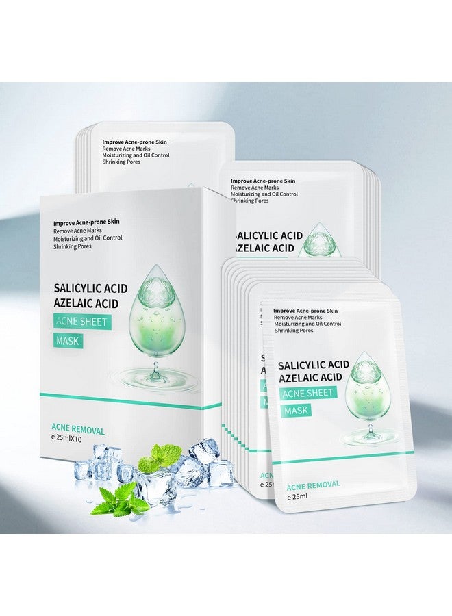 YAFUSIPE Facial Mask Anti Acne Face Masks Skin Care, Sheet Masks With Salicylic Acid Sheet For Acne Prone Hydrating Moisturizing Skincare for Scar Breakouts Pimple Beauty Oil Control Redness 10 Sheets - Image 1