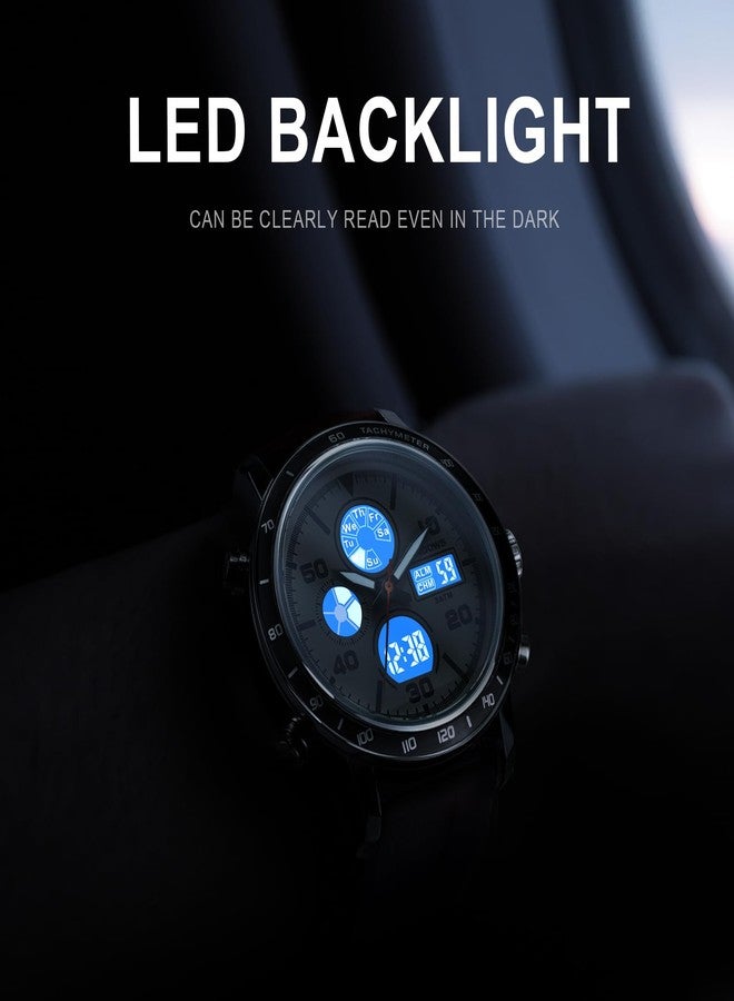 PINDOWS Mens Watches, Men's Military Digital Watches Analog Quartz Waterproof Watch Sport Tactical Multifunction Heavy Duty Outdoor Watches for Men - Image 3