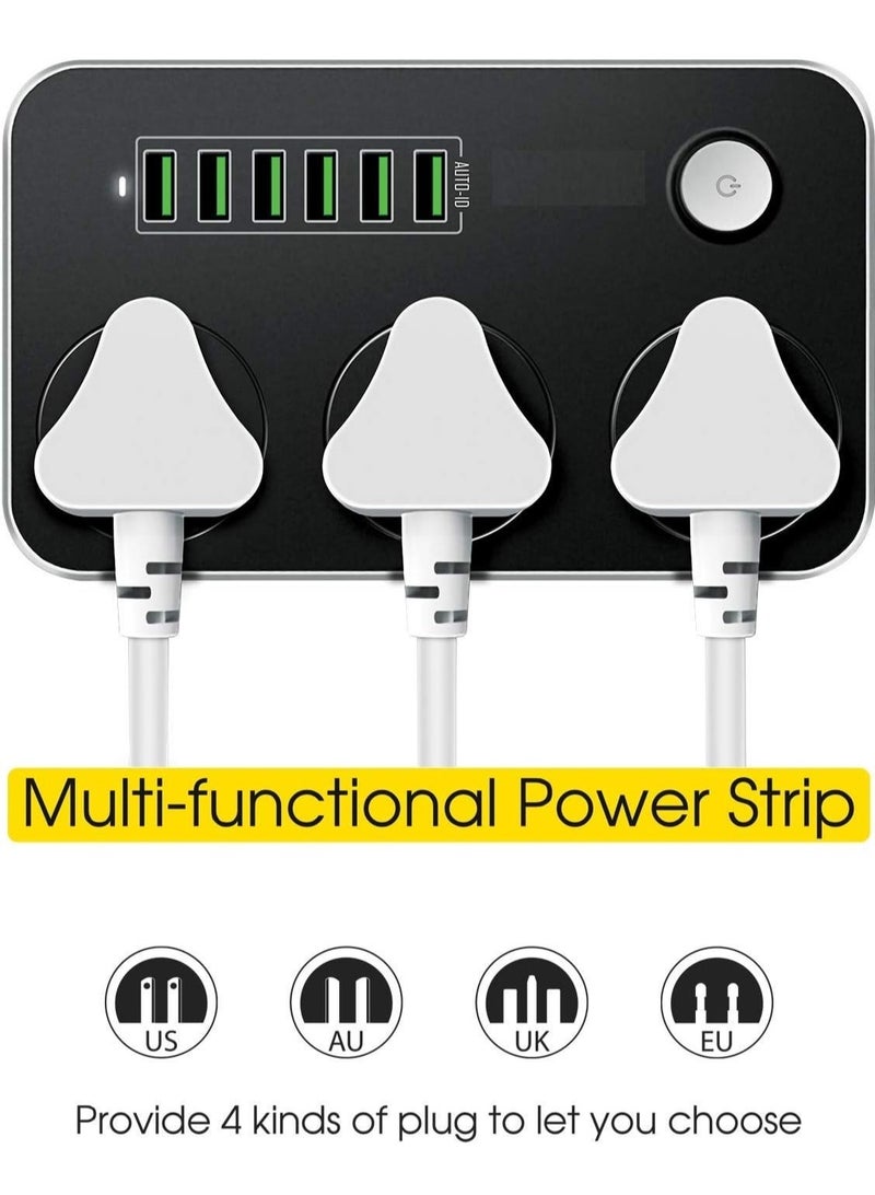 ELTRAZONE 3.4 A Smart Extension Board with 3 Universal Socket and Surge Protector with 6 USB Type A Charger Ports(Black)  - Image 4