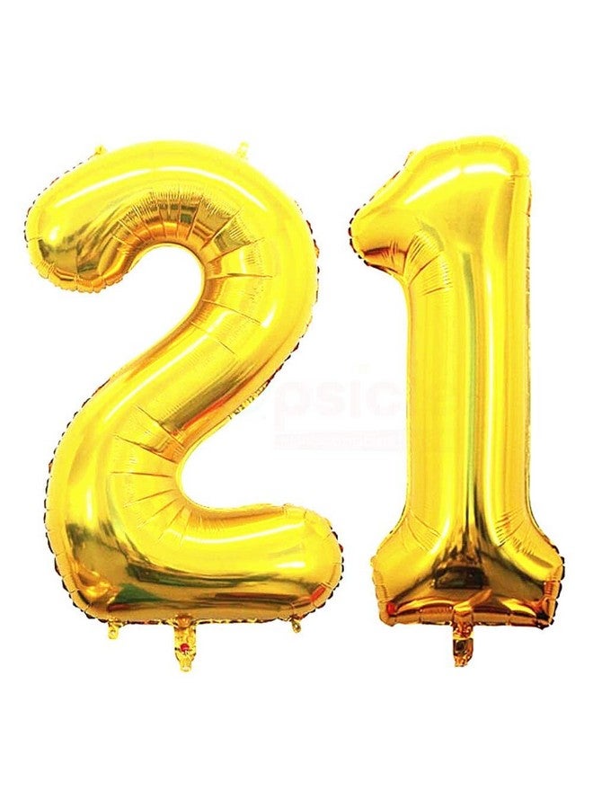 Propsicle 16 inch Birthday Foil 21 Number Helium Balloon Party Decoration Golden Pack of 2 | 21 Year No. Balloons Birthday/Anniversary | Twenty One Number - Image 1