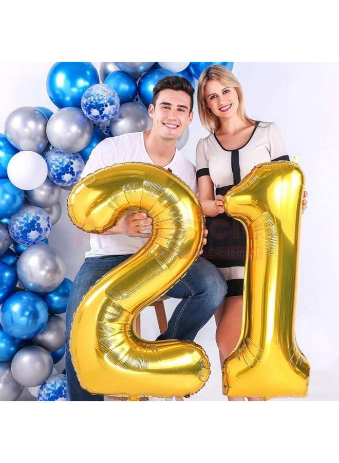 Propsicle 16 inch Birthday Foil 21 Number Helium Balloon Party Decoration Golden Pack of 2 | 21 Year No. Balloons Birthday/Anniversary | Twenty One Number - Image 4