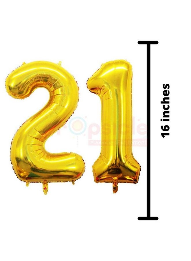 Propsicle 16 inch Birthday Foil 21 Number Helium Balloon Party Decoration Golden Pack of 2 | 21 Year No. Balloons Birthday/Anniversary | Twenty One Number - Image 2