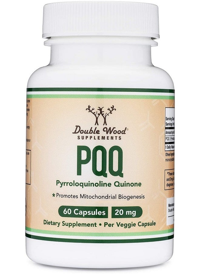 Double Wood Supplements - Pqq Supplement 20Mg 60 Capsules (Pyrroloquinoline Quinone) Promotes Mitochondria Atp Coenzyme Levels Energy Optimizer And Sleep Support (Manufactured In The Usa Vegan Safe) By Double Wood - Image 1
