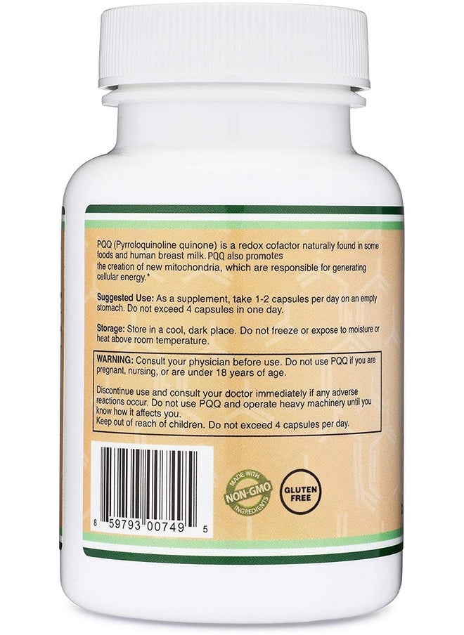 Double Wood Supplements - Pqq Supplement 20Mg 60 Capsules (Pyrroloquinoline Quinone) Promotes Mitochondria Atp Coenzyme Levels Energy Optimizer And Sleep Support (Manufactured In The Usa Vegan Safe) By Double Wood - Image 1