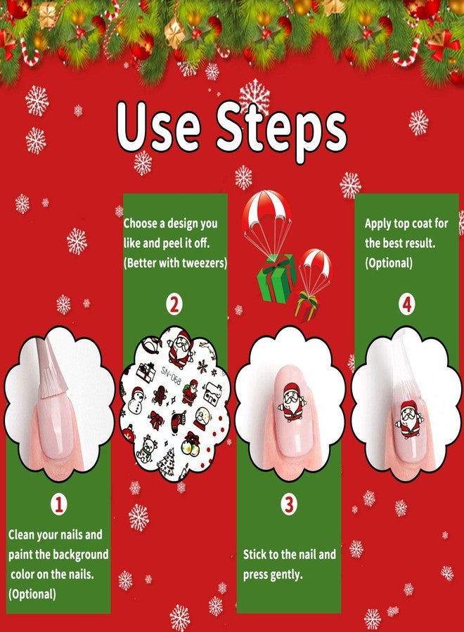 Partywind Luminous Christmas Nail Stickers for Kids Girls, Glow Self-Adhesive Nail Decals for Nail Art Decorations, Holiday Nail Stickers with Snowflakes, Xmas Tree, Santa, Snowman (6 Sheets) - Image 3