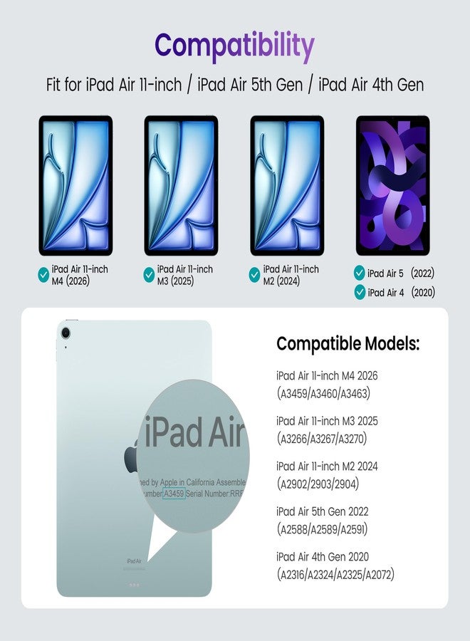 دتو جراب DTTO لجهاز iPad Air مقاس 11 بوصة M2 (2024)، جراب iPad Air الجيل الخامس (2022) / iPad Air الجيل الرابع (2020)، غطاء فاخر من الجلد للأعمال مع حامل قلم لجهاز iPad Air مقاس 11 بوصة / الجيل الخامس / الجيل الرابع، أزرق داكن - Image 2
