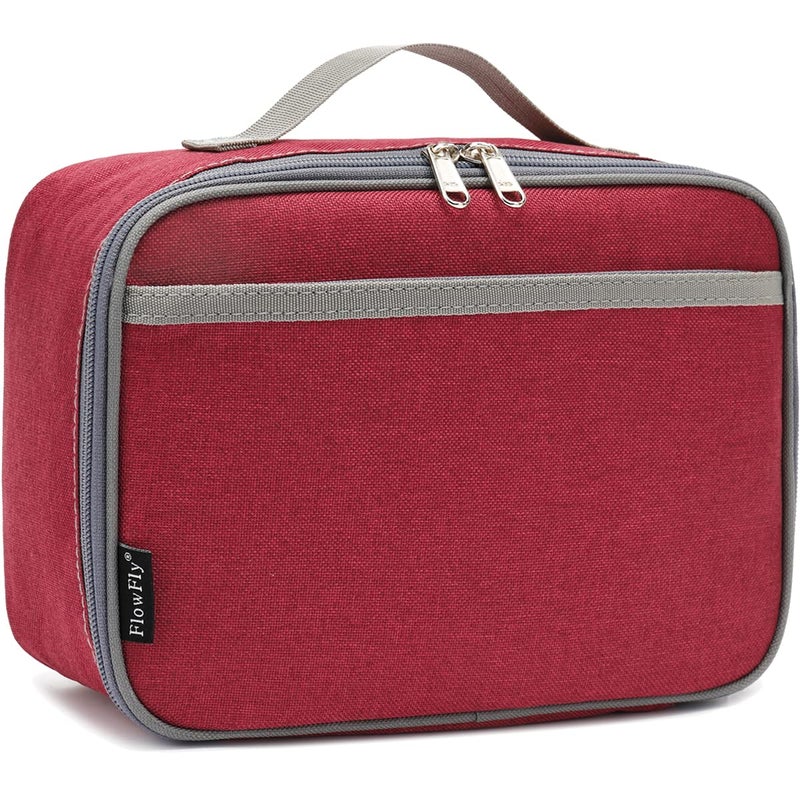 FlowFly Kids Lunch box Insulated Soft Bag Mini Cooler Back to School Thermal Meal Tote Kit for Girls BoysWomenMen Deep Red