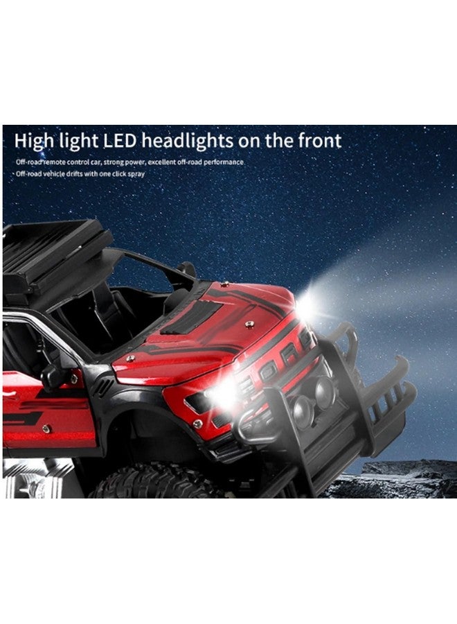 IndusBay® Big Wheel Rechargeable Remote Control Off Road Metal Diecast Car SUV All Terrain 4CH High Speed Rock Climber Toy Car with Working Headlight, Red - Image 4