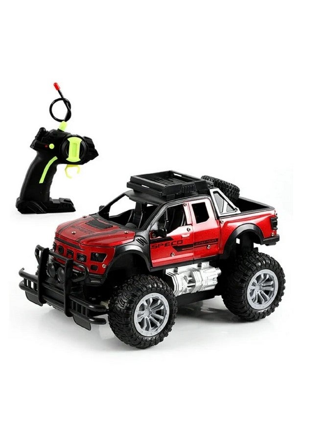 IndusBay® Big Wheel Rechargeable Remote Control Off Road Metal Diecast Car SUV All Terrain 4CH High Speed Rock Climber Toy Car with Working Headlight, Red - Image 3