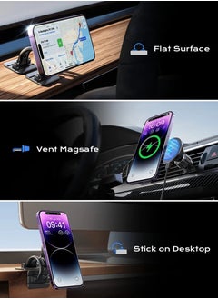 Lisen LISEN MagSafe Car Wireless Charging Mount for iPhone - Air Vent and Dashboard Holder in One Pack  - Image 2