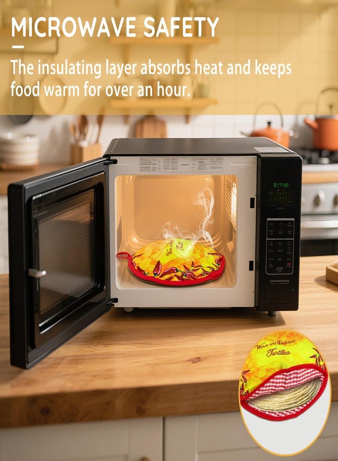 ZKOO حقيبة تسخين التورتيلا من ZKOO مقاس 12 بوصة، حقيبة معزولة للتورتيلا، والتاكو، والنان، ولفائف البيتزا، حقيبة قماشية قابلة للاستخدام في الميكروويف، تحافظ على دفء الطعام لمدة تصل إلى ساعة واحدة (أصفر) - Image 3