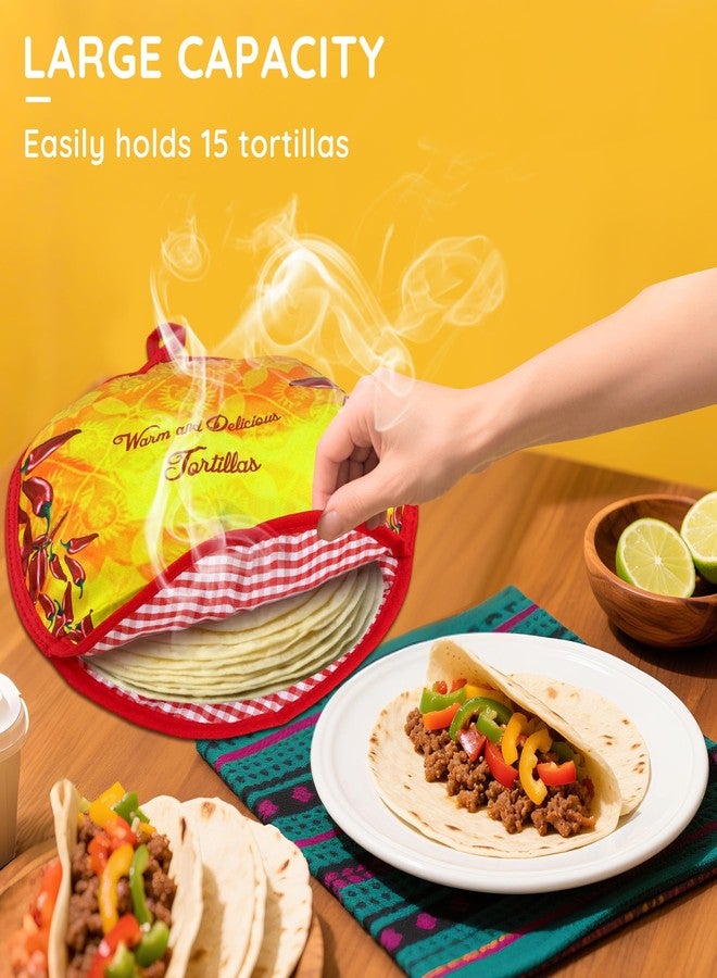 ZKOO حقيبة تسخين التورتيلا من ZKOO مقاس 12 بوصة، حقيبة معزولة للتورتيلا، والتاكو، والنان، ولفائف البيتزا، حقيبة قماشية قابلة للاستخدام في الميكروويف، تحافظ على دفء الطعام لمدة تصل إلى ساعة واحدة (أصفر) - Image 2