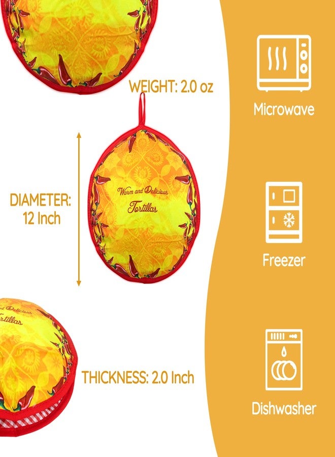ZKOO حقيبة تسخين التورتيلا من ZKOO مقاس 12 بوصة، حقيبة معزولة للتورتيلا، والتاكو، والنان، ولفائف البيتزا، حقيبة قماشية قابلة للاستخدام في الميكروويف، تحافظ على دفء الطعام لمدة تصل إلى ساعة واحدة (أصفر) - Image 4