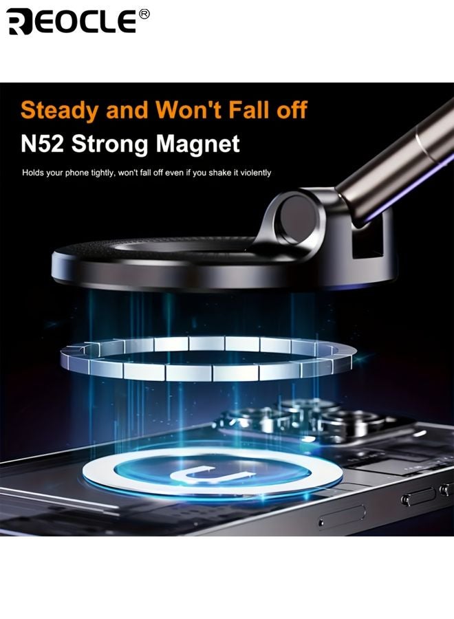 REOCLE Strong Vacuum Suction Phone Mount for Car Adjustable and Foldable Magnetic Holder 360° Rotation Durable Holder Suitable for Dashboard Bathroom Tiles Glass Surfaces - Image 4