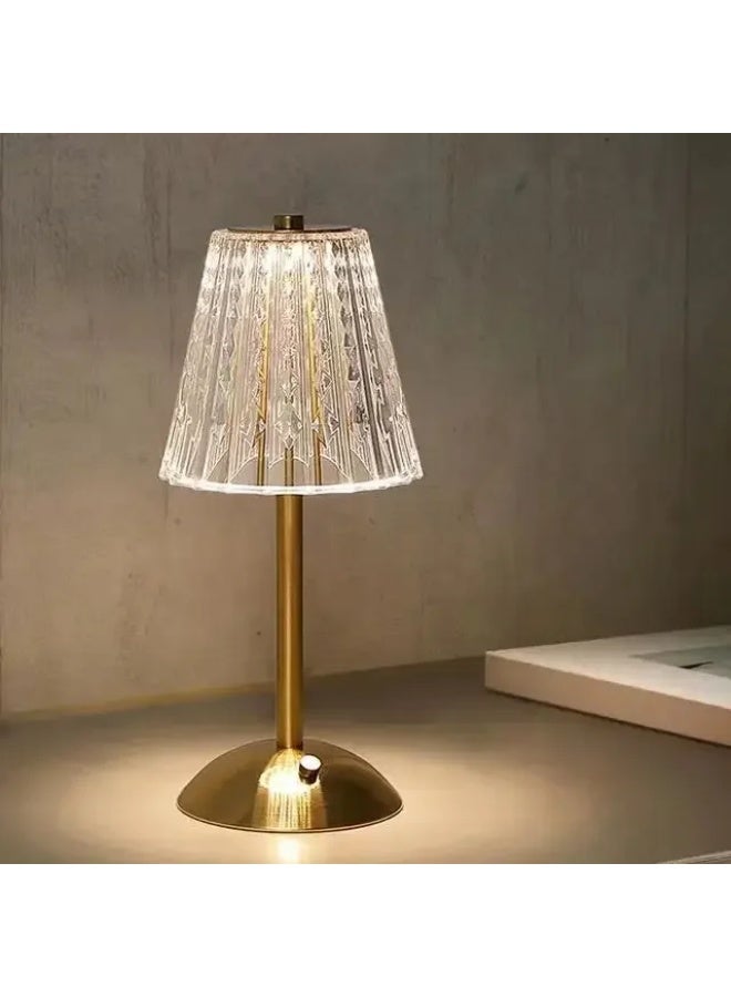 Vintage Nordic Style Copper Color Gold Desk Lamp Bedside Atmosphere Lighting Wall Lamp Copper Bulb-Light Source Power:2.5W-Light Color:Star Point Table Lamp Three-color Touch Dimming