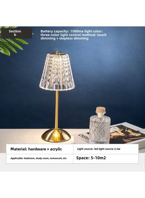 Vintage Nordic Style Copper Color Gold Desk Lamp Bedside Atmosphere Lighting Wall Lamp Copper Bulb-Light Source Power:2.5W-Light Color:Star Point Table Lamp Three-color Touch Dimming