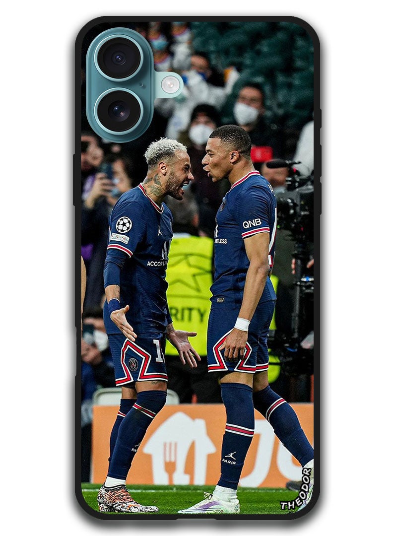 Theodor Protective Case Anti Scratch Shock Proof Bumper Cover For iPhone 16 (6.1)-inch Mbappe and Neymar 2 - Image 1