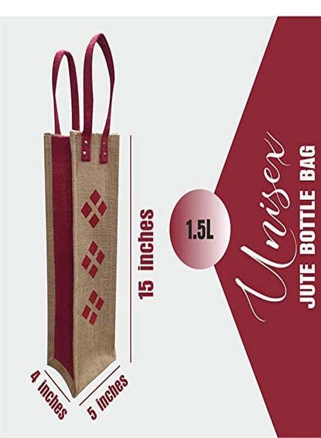 Dasvilla Jute Bottle Carry Bag, Set of 2, 1.5 litres, Multicolour, Combo of Jute Carry Bag for Bottle (Design-9) - Image 4