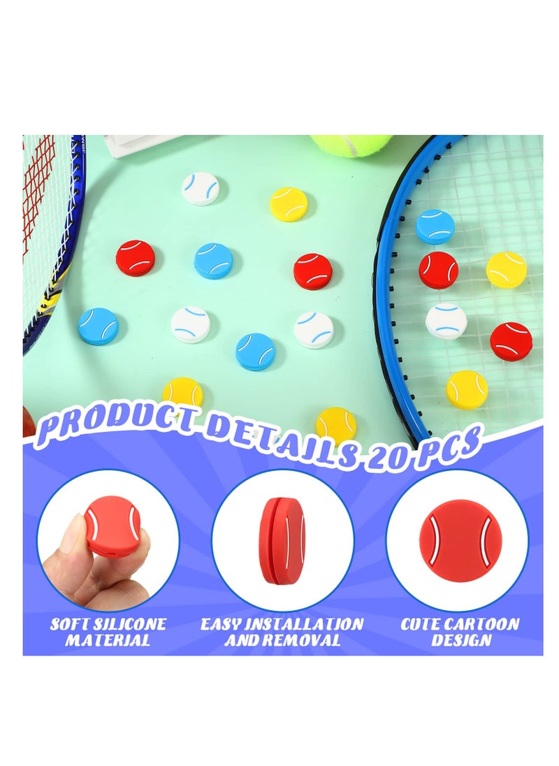 SYOSI - 20 Pieces Tennis Racket Dampener, Tennis Racket Vibration Dampener, Cute Tennis Dampener Funny Soft Silicone Tennis Racquet Dampeners, for Tennis Gift, Assorted Designs, Made of Soft Silicone Material - Image 1
