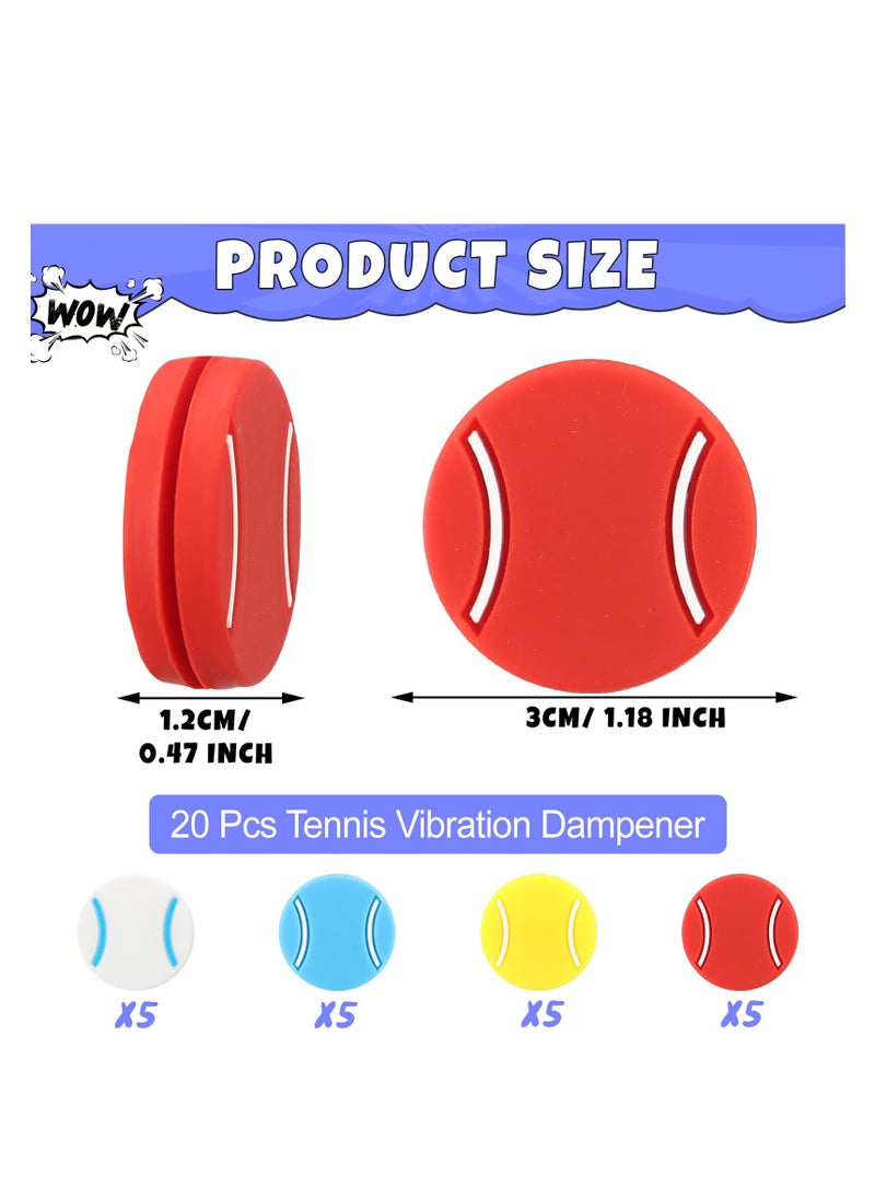 SYOSI - 20 Pieces Tennis Racket Dampener, Tennis Racket Vibration Dampener, Cute Tennis Dampener Funny Soft Silicone Tennis Racquet Dampeners, for Tennis Gift, Assorted Designs, Made of Soft Silicone Material - Image 1
