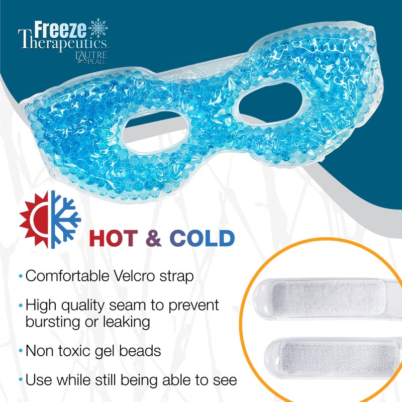 L'AUTRE PEAU USA Merchant - 2 Redesigned Therapeutic Spa Gel Bead Eye Masks - Hot/Cold Reusable Ice Packs with Flexible Beads - Compress Therapy for Puffy Eyes, Dark Circles, Headaches, Migraines, Stress Relief - Image 3