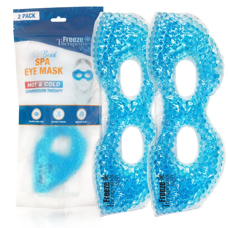 L'AUTRE PEAU USA Merchant - 2 Redesigned Therapeutic Spa Gel Bead Eye Masks - Hot/Cold Reusable Ice Packs with Flexible Beads - Compress Therapy for Puffy Eyes, Dark Circles, Headaches, Migraines, Stress Relief - Image 1