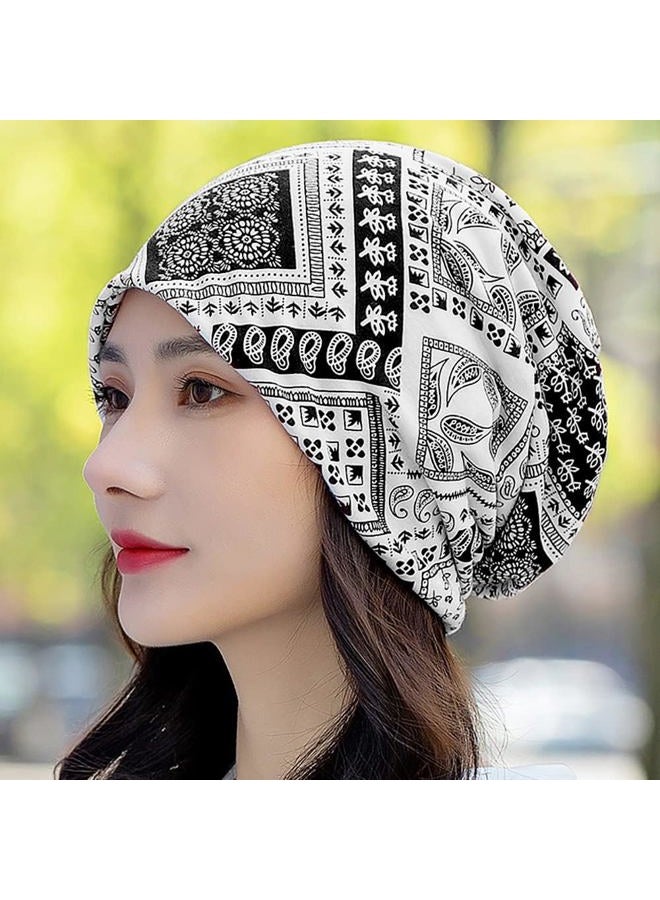XYIYI Womens Chemo Headwear Hats Cotton Slouchy Beanie Cap Scarf (3pcs Cashew Black Red Blue-X) - Image 3
