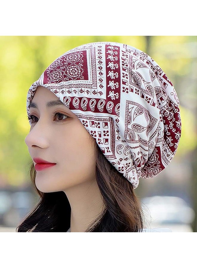 XYIYI Womens Chemo Headwear Hats Cotton Slouchy Beanie Cap Scarf (3pcs Cashew Black Red Blue-X) - Image 4