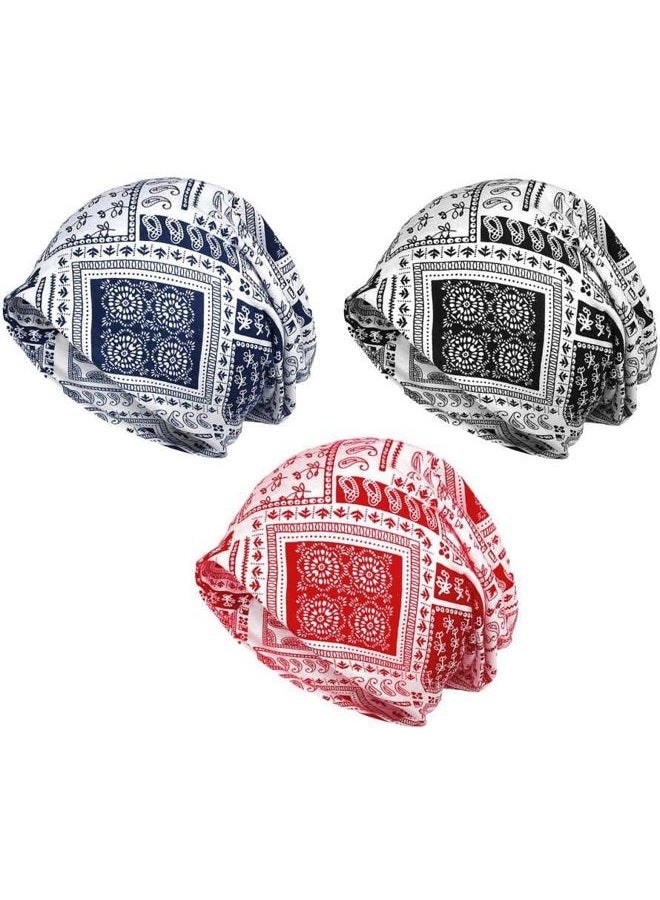 XYIYI Womens Chemo Headwear Hats Cotton Slouchy Beanie Cap Scarf (3pcs Cashew Black Red Blue-X) - Image 2