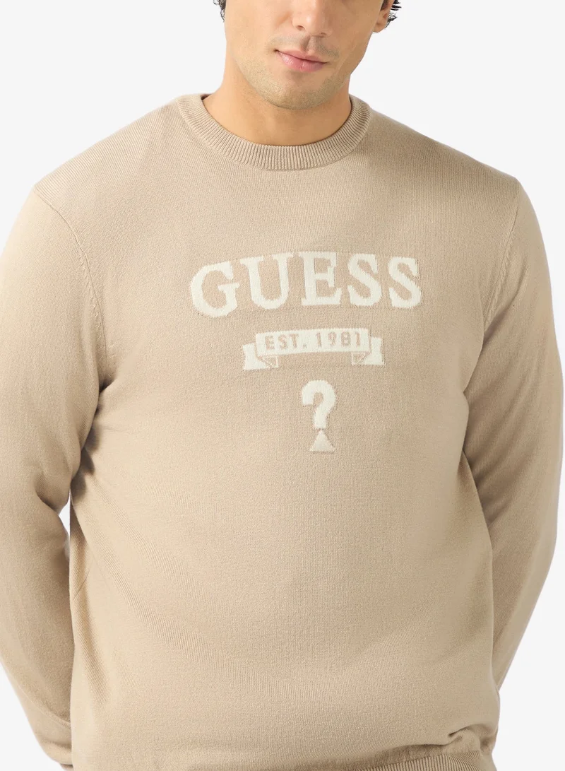 GUESS  Hammond Crew Neck Long Sleeve Logo Sweater for Men | Best Price UAE