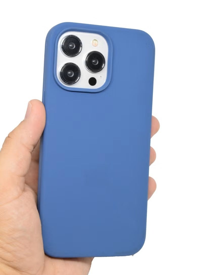 general Liquid Silicone Case for iPhone 14 Pro Max (6.7") – Soft-Touch Protective Shell with Microfiber Lining – Storm Blue - Image 4