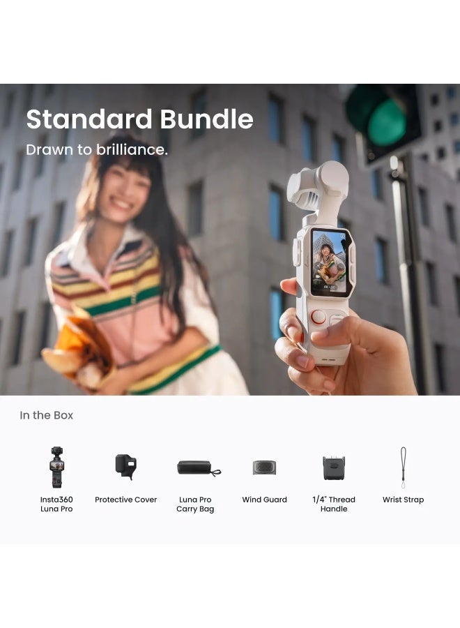 Insta360 Luna Pro 8K Gimbal Camera Standard Bundle | Single Leica Lens, 1" 8K Sensor, 3-Axis Stabilization, Detachable 2" OLED Screen, 4x Zoom, 47GB Memory - Cosmic Black - Image 2