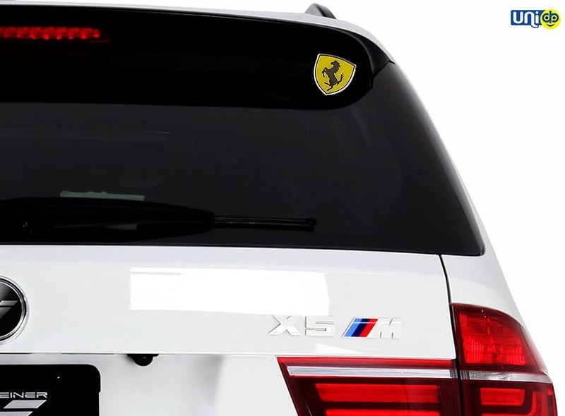 SOniLEX UNIq Stylish Ferrari Logo Small Rubber Self-Adhesive Windows, Sides, Hood, Bumper Car Bike Laptop Stickers - Set of 2 - Image 3