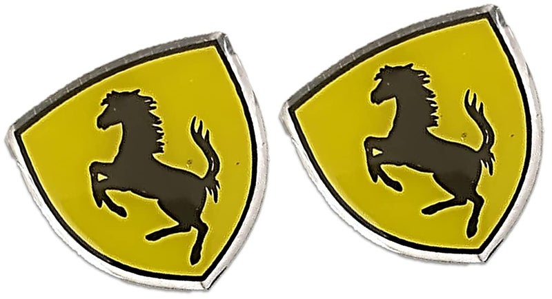SOniLEX UNIq Stylish Ferrari Logo Small Rubber Self-Adhesive Windows, Sides, Hood, Bumper Car Bike Laptop Stickers - Set of 2 - Image 1