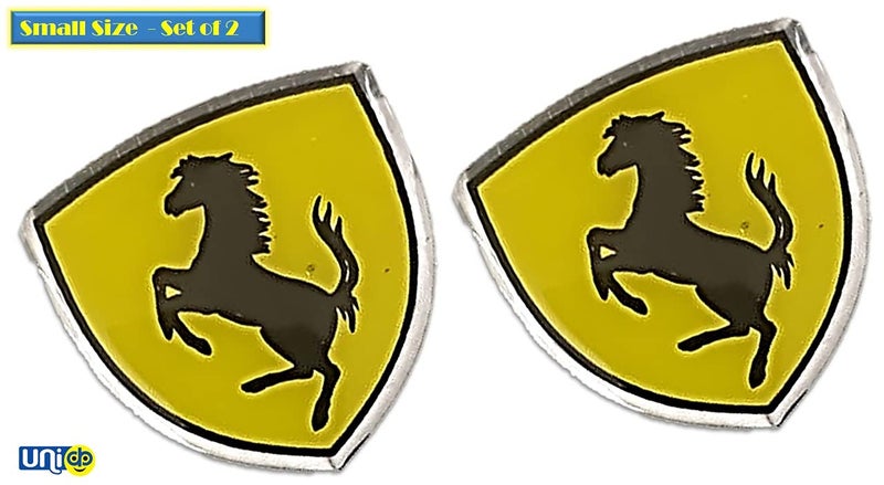 SOniLEX UNIq Stylish Ferrari Logo Small Rubber Self-Adhesive Windows, Sides, Hood, Bumper Car Bike Laptop Stickers - Set of 2 - Image 2