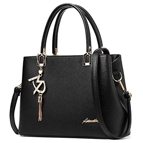 ToLFE Womens Purses and Handbags Shoulder Bags Ladies Designer Top Handle Satchel Tote Bag (Black) - Image 1