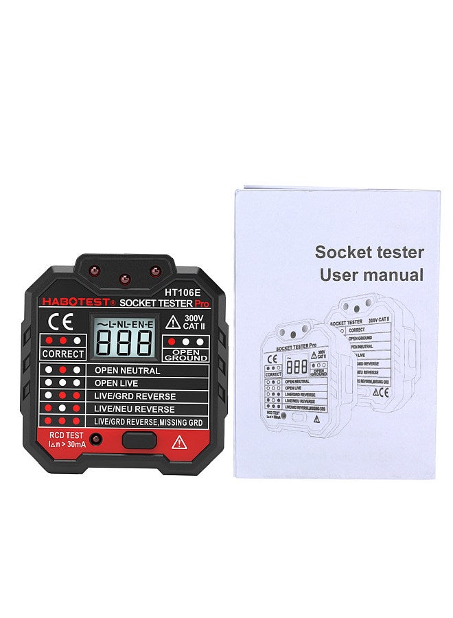 HABOTEST Advanced RCD Electric Socket Tester Automatic Neutral Live Earth Wire Testing Circuit Polarity Detector Wall Plug Breaker Finder Electric Leakage Test with Voltage Backlight LCD Display - Image 4