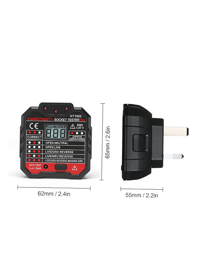 HABOTEST Advanced RCD Electric Socket Tester Automatic Neutral Live Earth Wire Testing Circuit Polarity Detector Wall Plug Breaker Finder Electric Leakage Test with Voltage Backlight LCD Display - Image 5