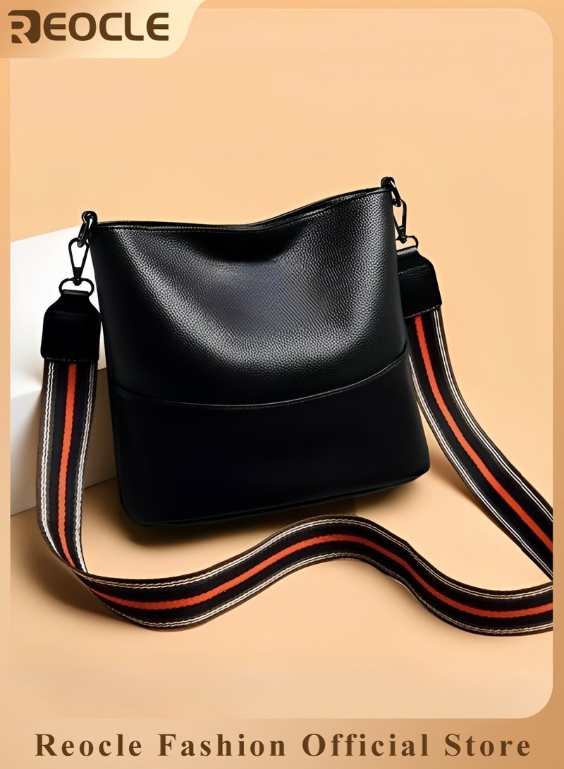 REOCLE Women's Soft Leather Crossbody Bags Tote Handbag Satchel Shoulder Bag with Adjustable Strap & Large Capacity Trendy Commute Crossbody Bags  - Image 1