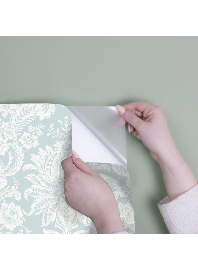 Transform Damask Duck Egg Peel and Stick Wallpaper - Image 3