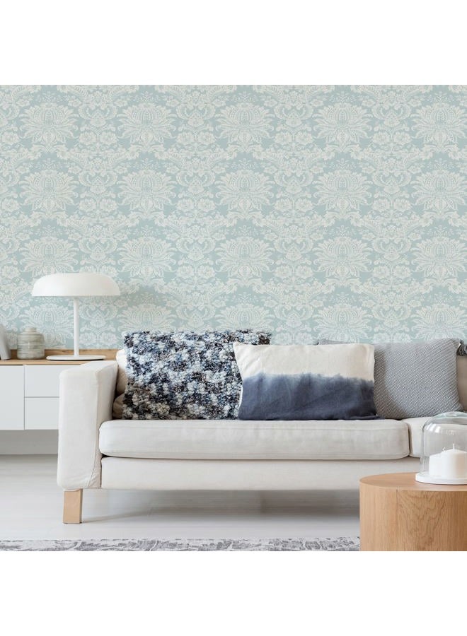 Transform Damask Duck Egg Peel and Stick Wallpaper - Image 2