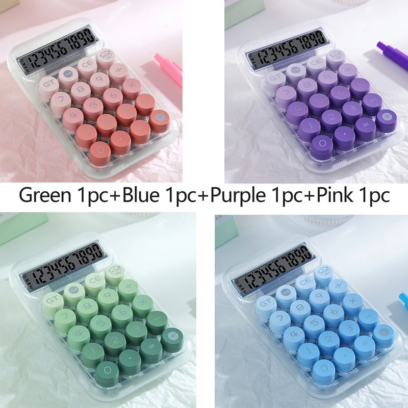 Large 5 7 Inch Transparent Shell Calculator With Big Buttons 10 Digits Multicolor Gradient Color Kawaii Aesthetic Design For Office Use 1pc Blue No Battery Included - Image 1