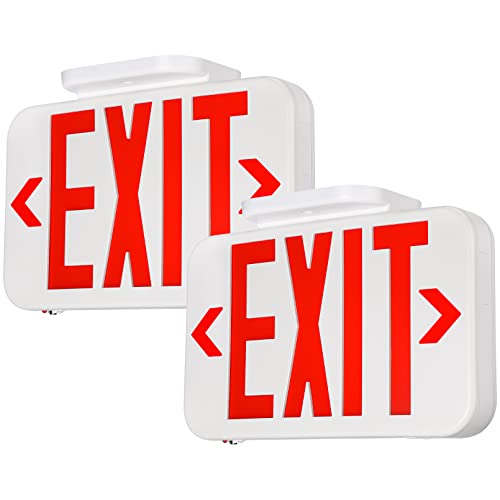 TORCHSTAR LED Exit Sign, Emergency Exit Light with Battery Backup, Double Face, UL 924, AC 120/277V, Damp Location, Hardwired Red Letter Exit Lights for Business Indoor, Pack of 2 - Image 1