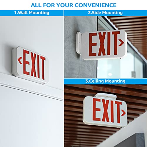 TORCHSTAR LED Exit Sign, Emergency Exit Light with Battery Backup, Double Face, UL 924, AC 120/277V, Damp Location, Hardwired Red Letter Exit Lights for Business Indoor, Pack of 2 - Image 4