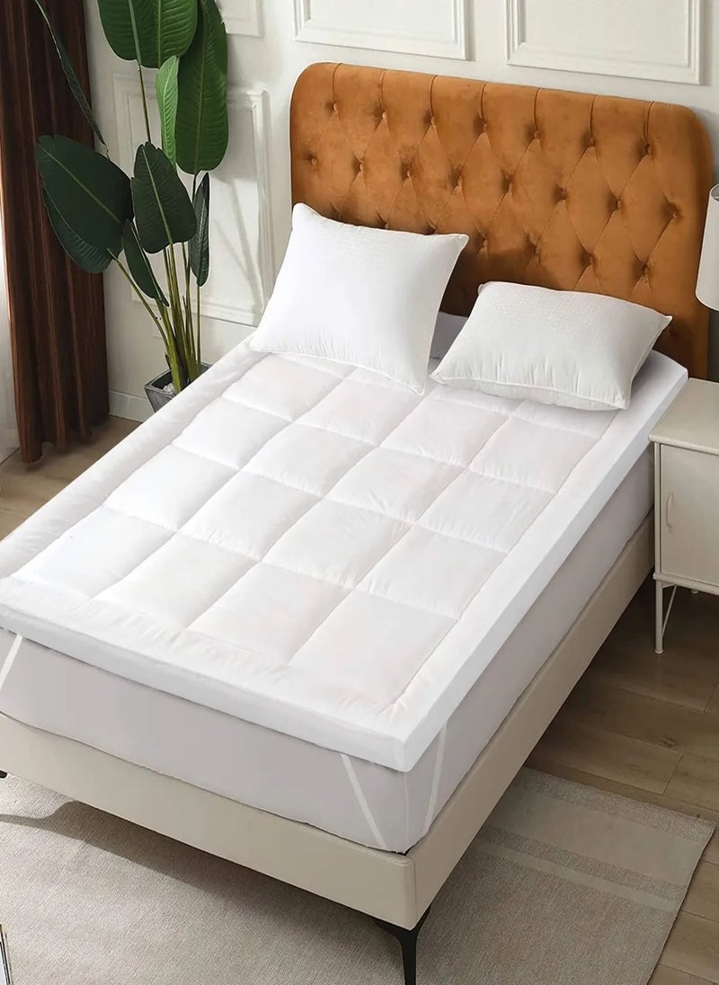 Top Quality Box Stiched Cotton Mattress Topper With 4 Corner Elastic 6cm Thickness 150x200cm