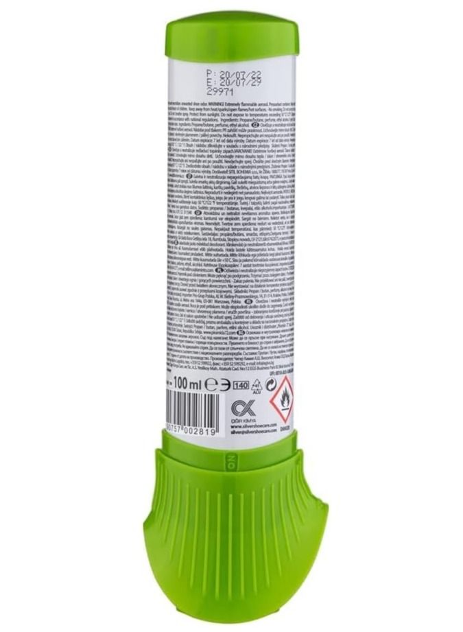 Silver Shoe Deodorizer Spray, Long Lasting Freshener for Sneakers, Boots, Gym Bags 100ml - Image 2