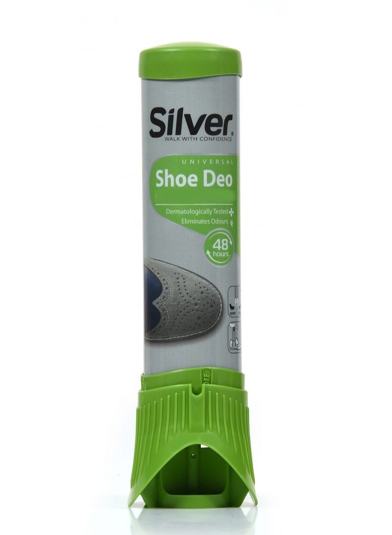 Silver Shoe Deodorizer Spray, Long Lasting Freshener for Sneakers, Boots, Gym Bags 100ml - Image 1