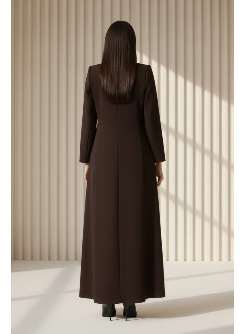 Moistreet  Tailored Crepe Coat-Abaya with Asymmetric Drape for Women | Best Price UAE